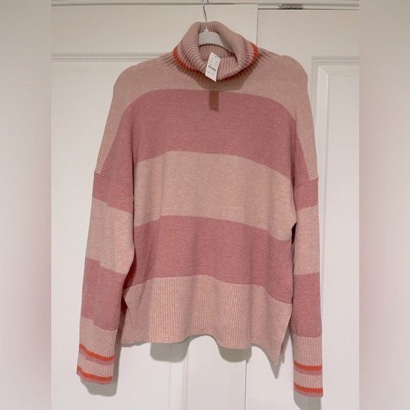 NWT J Crew striped turtleneck sweater in Supersoft yarn sz L - Picture 1 of 8